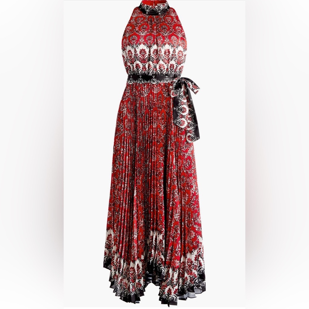 Alice + Olivia Mertie Print Tie Waist Sleeveless Maxi Dress Size 10